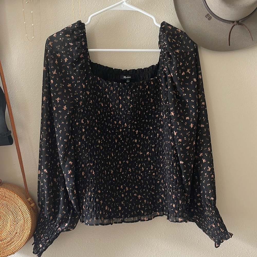 M Madewell Lucie Bubble Sleeve Smocked Top